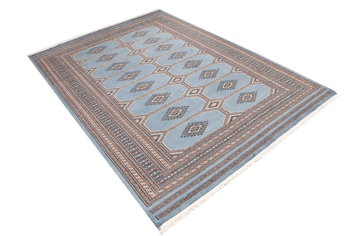 Light Slate Grey Pakistani Jaldar Rug 5' 6" x 7' 9" Hand-Knotted | No. QA37308