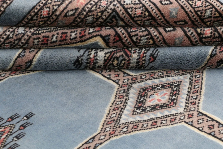 Light Slate Grey Pakistani Jaldar Rug 5' 6" x 7' 9" Hand-Knotted | No. QA37308