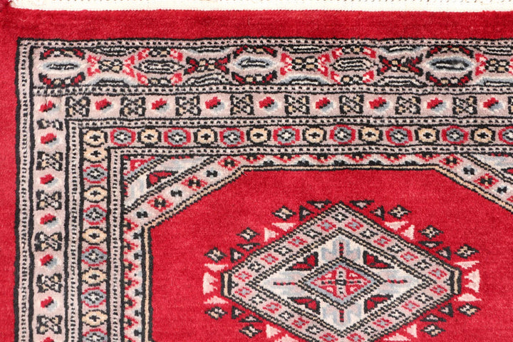 Firebrick Pakistani Jaldar Runner Rug 2' 1" x 6' 1" Hand-Knotted | No. QA37321