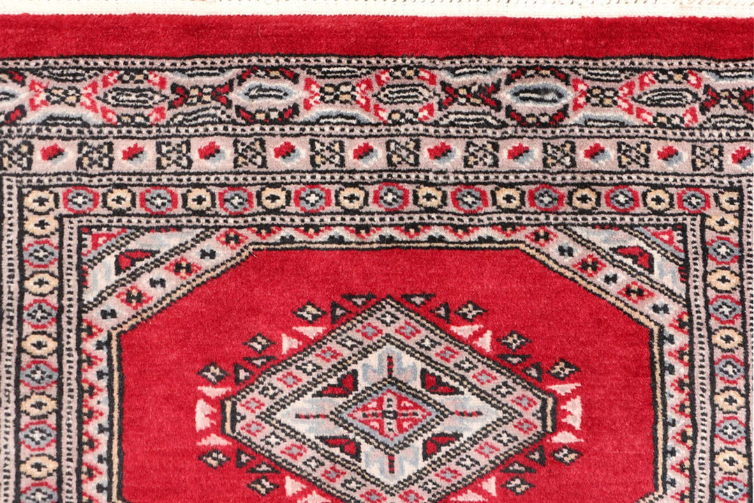 Firebrick Pakistani Jaldar Runner Rug 2' 1" x 6' 1" Hand-Knotted | No. QA37321