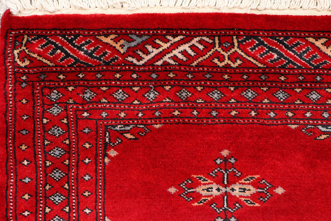 Red Pakistani Butterfly Rug 2' x 6'1" Hand-Knotted | No. QA37575