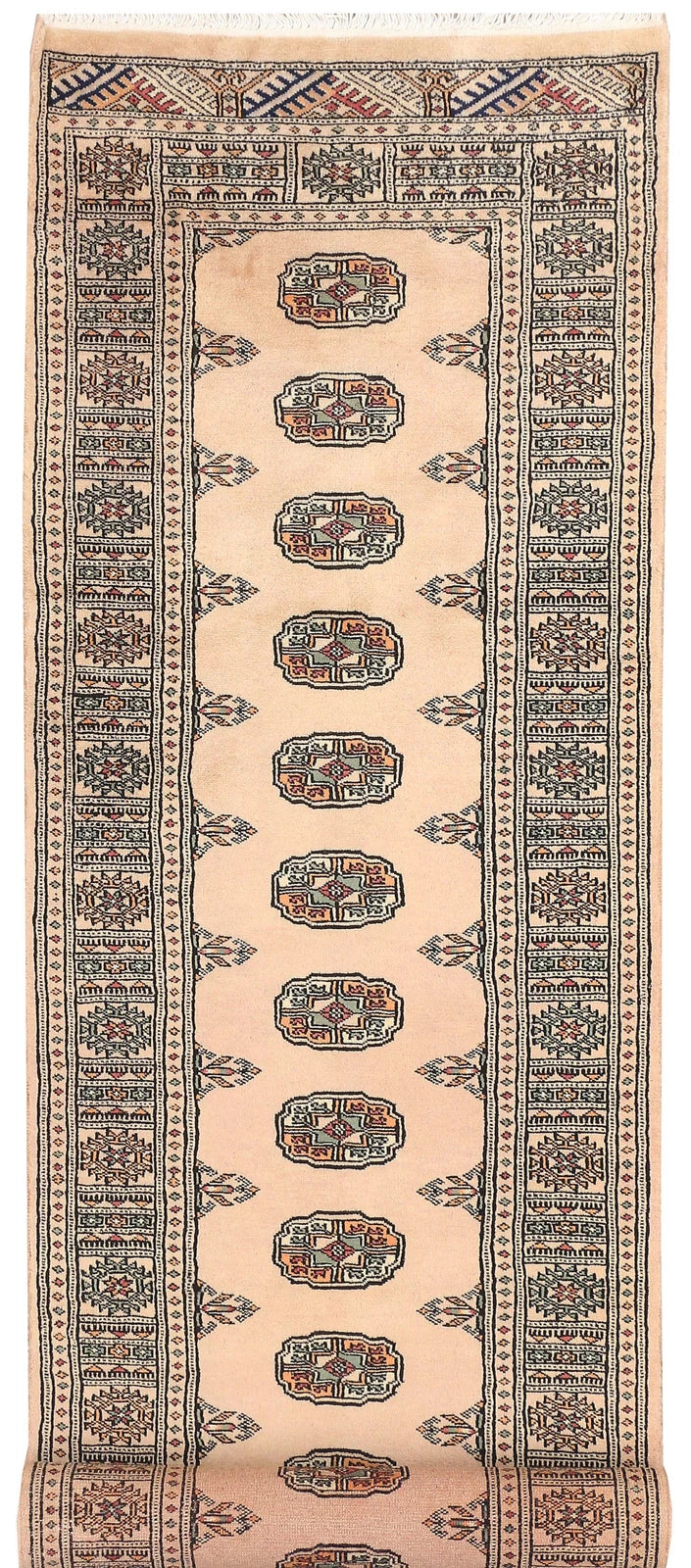 Ivory Pakistani Bokhara Rug 2' 6" x 9' 6" Hand-Knotted | No. QA37663