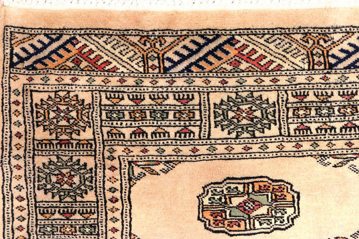 Ivory Pakistani Bokhara Rug 2' 6" x 9' 6" Hand-Knotted | No. QA37663