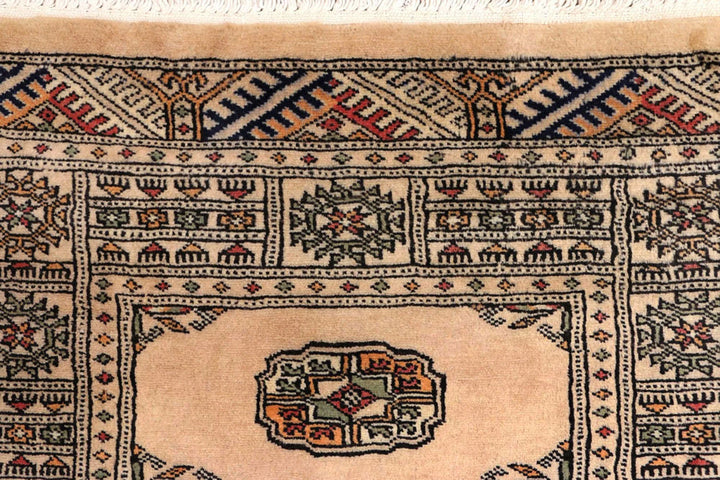 Ivory Pakistani Bokhara Rug 2' 6" x 9' 6" Hand-Knotted | No. QA37663