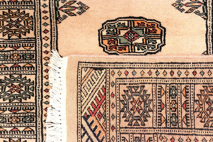 Ivory Pakistani Bokhara Rug 2' 6" x 9' 6" Hand-Knotted | No. QA37663