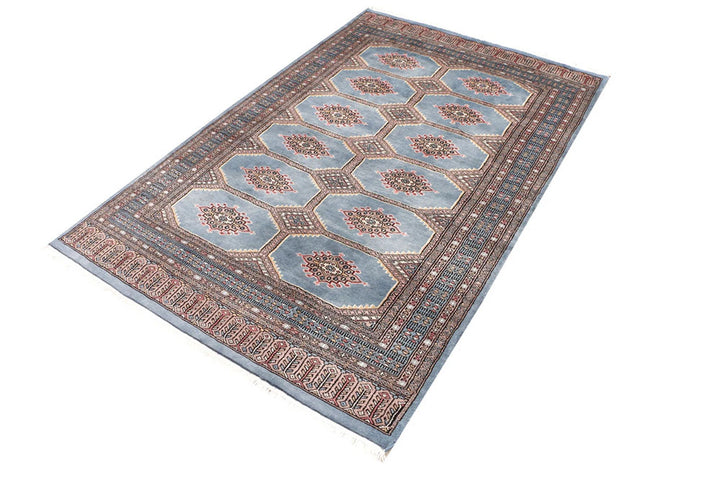 Light Slate Grey Pakistani Jaldar Rug 4' x 6' 4" Hand-Knotted | No. QA37998
