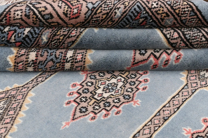 Light Slate Grey Pakistani Jaldar Rug 4' x 6' 4" Hand-Knotted | No. QA37998