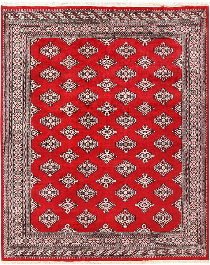 Red Pakistani Jaldar Rug 6' 7" x 8' Hand-Knotted | No. QA38129