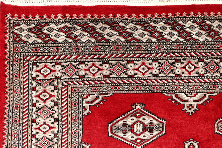 Red Pakistani Jaldar Rug 6' 7" x 8' Hand-Knotted | No. QA38129