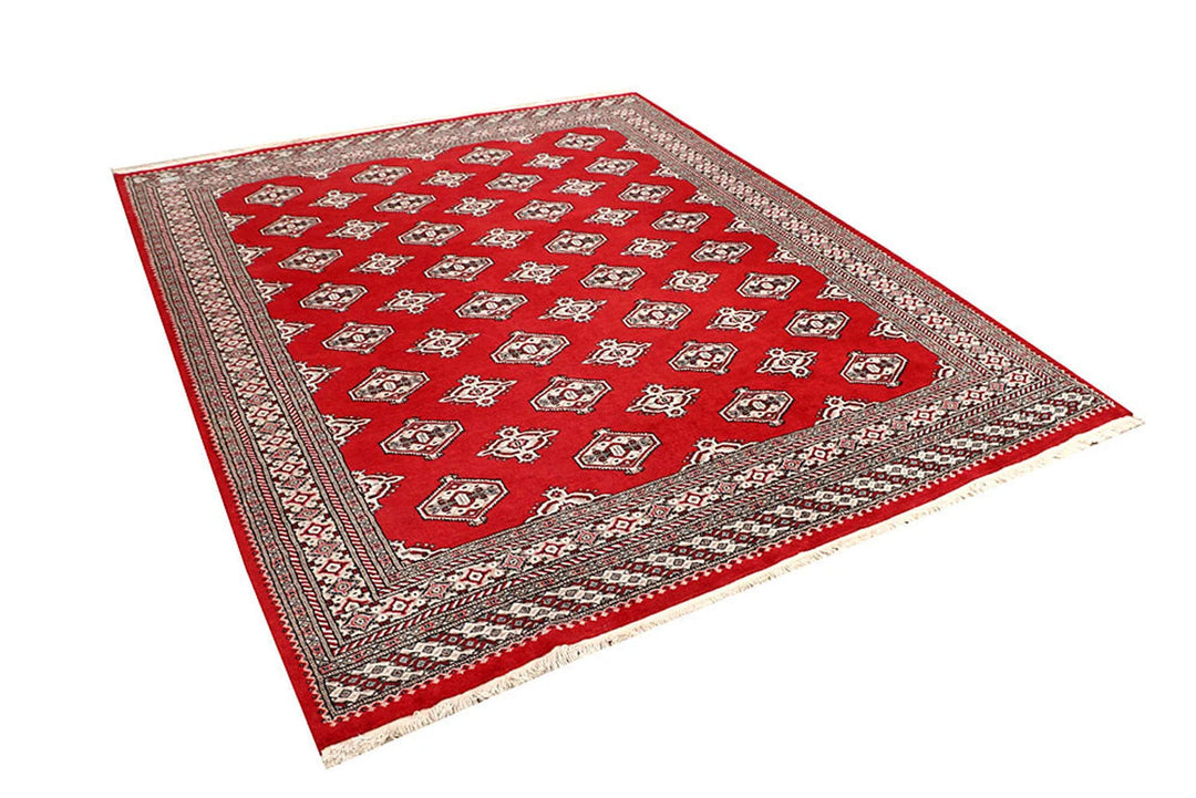 Red Pakistani Jaldar Rug 6' 7" x 8' Hand-Knotted | No. QA38129