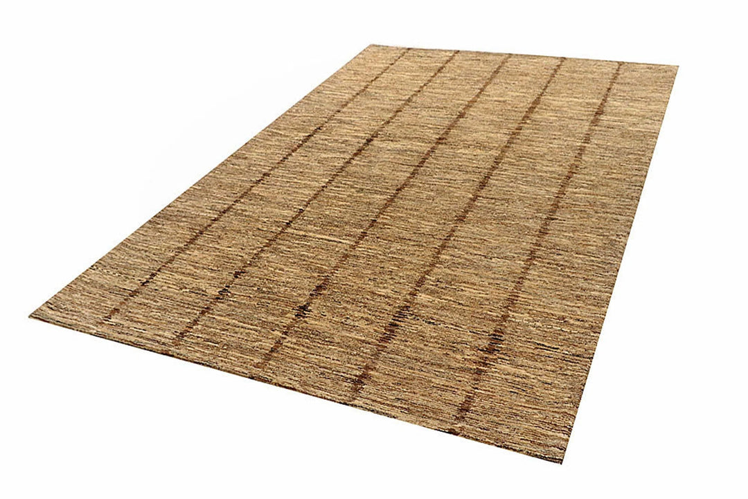 Brown Pakistani Gabbeh Rug 6' x 9' 1" Hand-Knotted | No. QA38135
