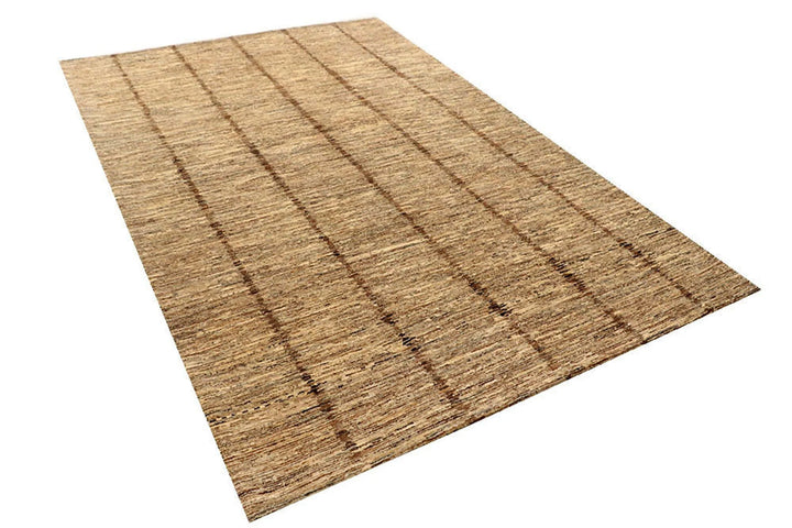 Brown Pakistani Gabbeh Rug 6' x 9' 1" Hand-Knotted | No. QA38135