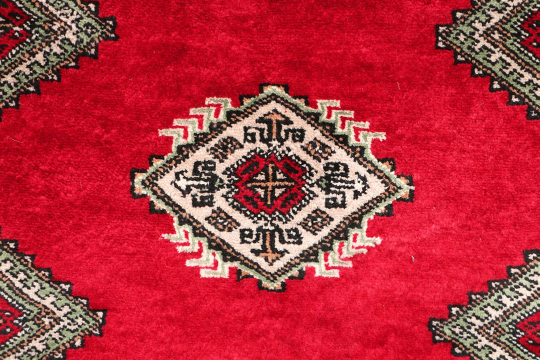 Dark Red Pakistani Jaldar Rug 2' 7" x 10' 10" Hand-Knotted | No. QA38469