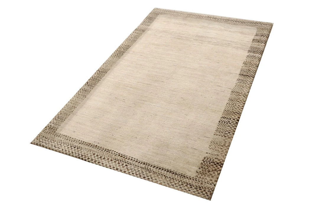 Brown Pakistani Gabbeh Rug 3' 4" x 5' 7" Hand-Knotted | No. QA38515