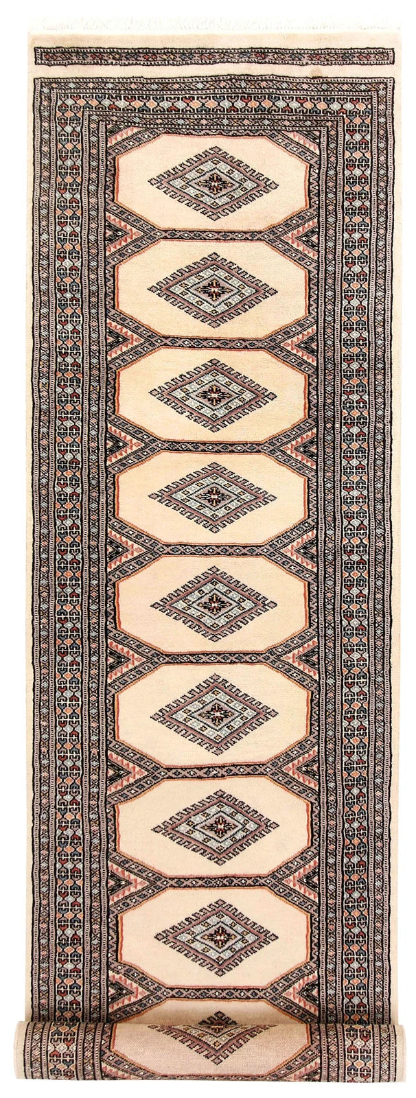 White Pakistani Jaldar Rug 2' 3" x 8' 11" Hand-Knotted | No. QA38537