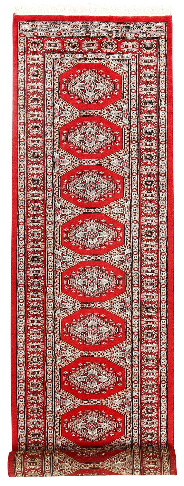 Red Pakistani Jaldar Rug 2' 4" x 9' 7" Hand-Knotted | No. QA38597