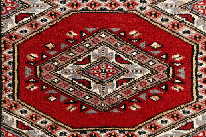 Red Pakistani Jaldar Rug 2' 4" x 9' 7" Hand-Knotted | No. QA38597