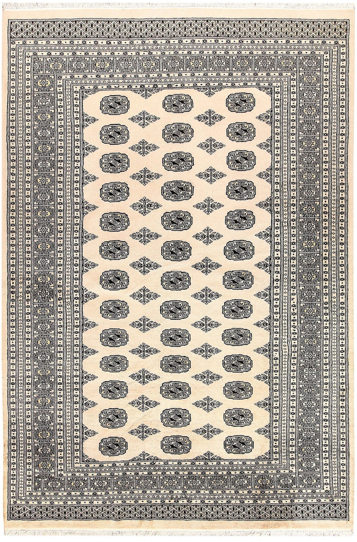 Brown Pakistani Bokhara Rug 6' 1" x 8' 11" Hand-Knotted | No. QA38645