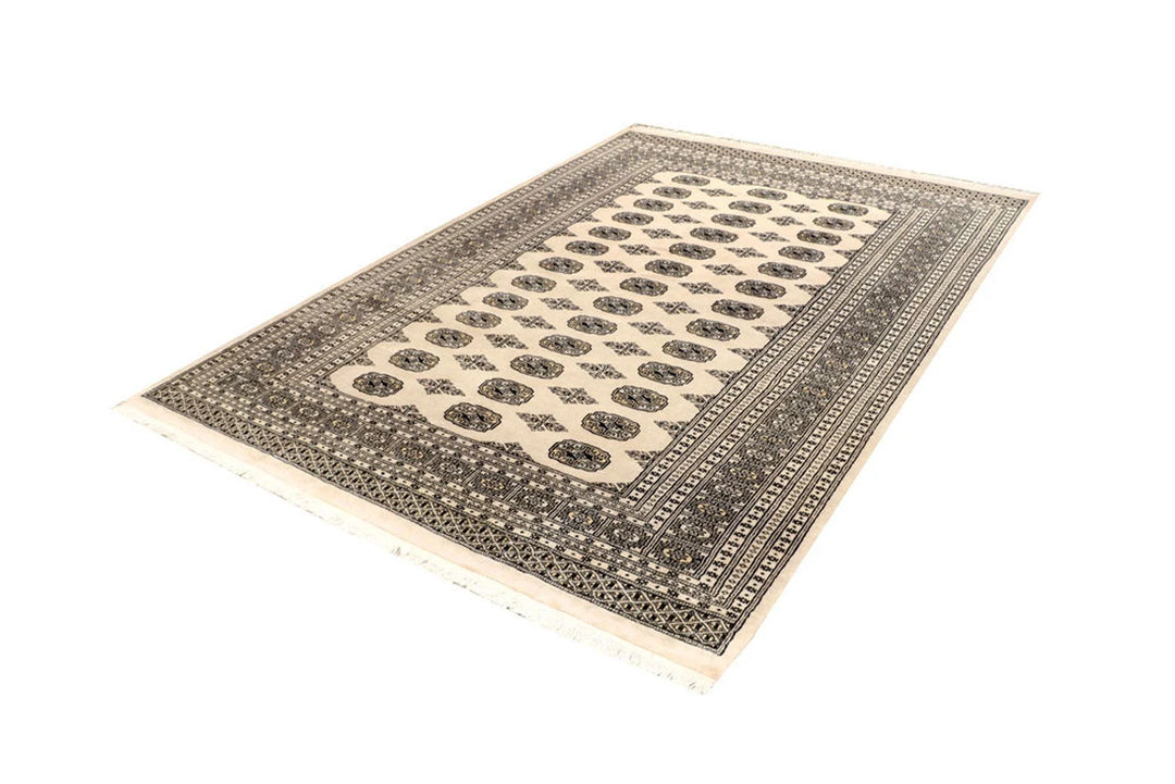 Brown Pakistani Bokhara Rug 6' 1" x 8' 11" Hand-Knotted | No. QA38645