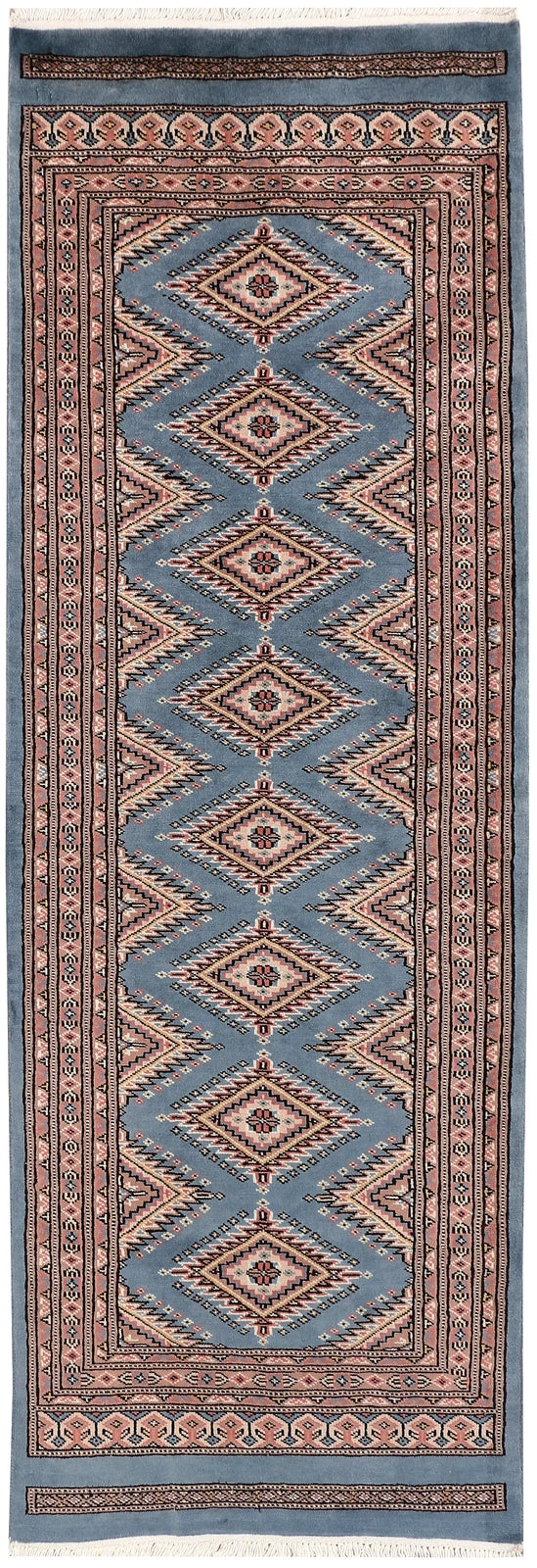 Light Slate Grey Pakistani Jaldar Rug 2' 2" x 6' 4" Hand-Knotted | No. QA38666