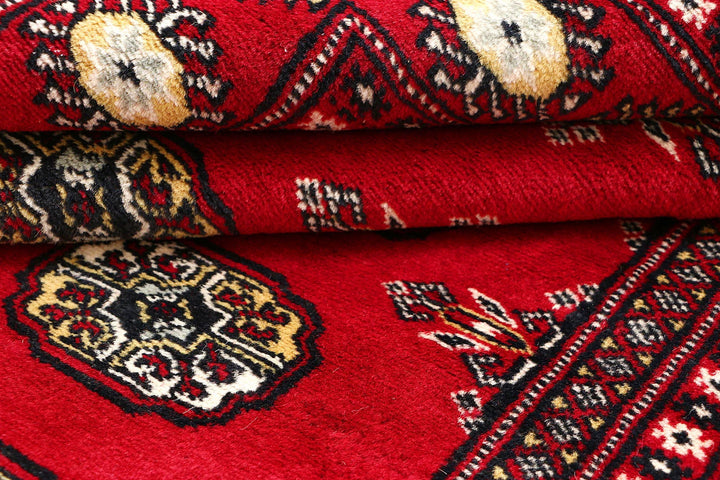 Red Bokhara Rug 4' x 6' Hand-Knotted | No. QA38670