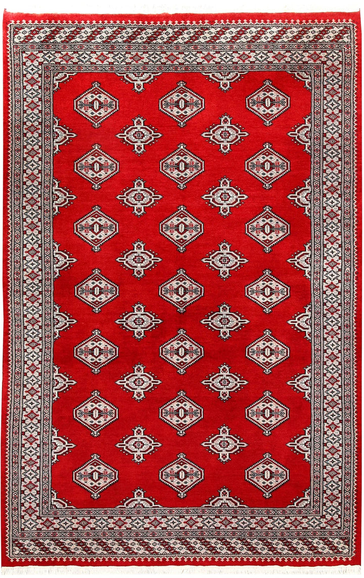 Red Pakistani Jaldar Rug 5' x 7'11" Hand-Knotted | No. QA38819