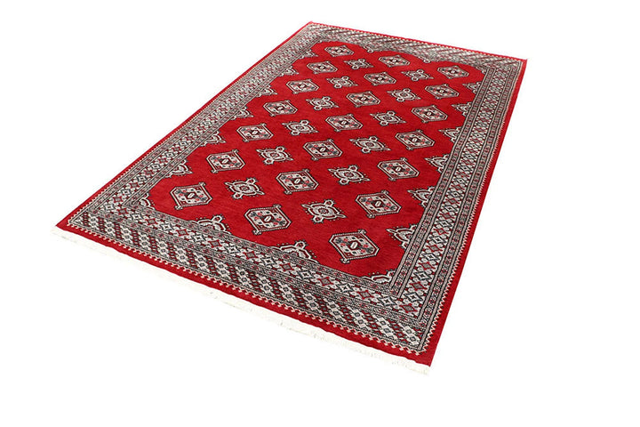 Red Pakistani Jaldar Rug 5' x 7'11" Hand-Knotted | No. QA38819