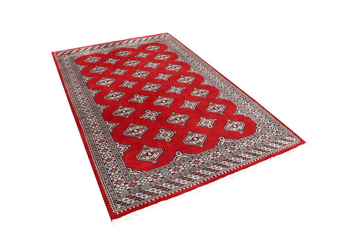 Red Pakistani Jaldar Rug 5' x 7'11" Hand-Knotted | No. QA38819