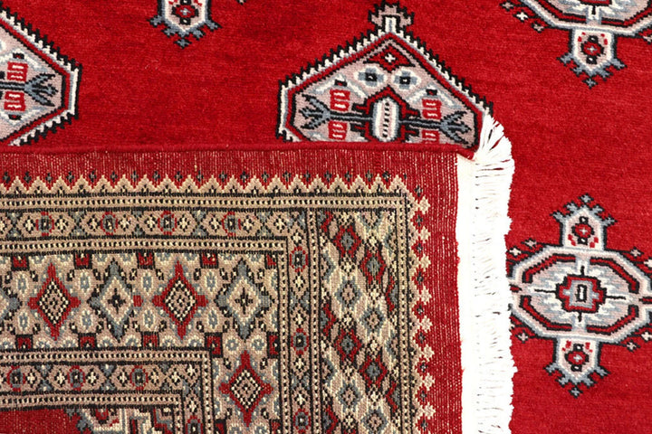 Red Pakistani Jaldar Rug 5' x 7'11" Hand-Knotted | No. QA38819