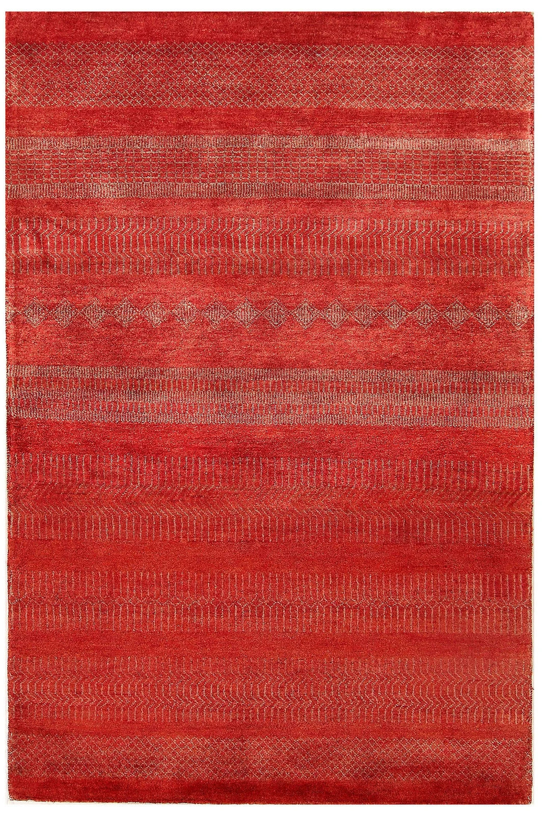Orange Gabbeh Rug 4' x 6' Hand-Knotted | No. QA38873