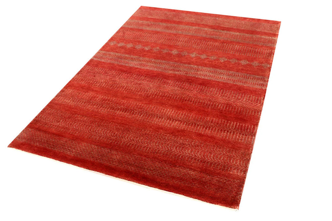 Orange Gabbeh Rug 4' x 6' Hand-Knotted | No. QA38873
