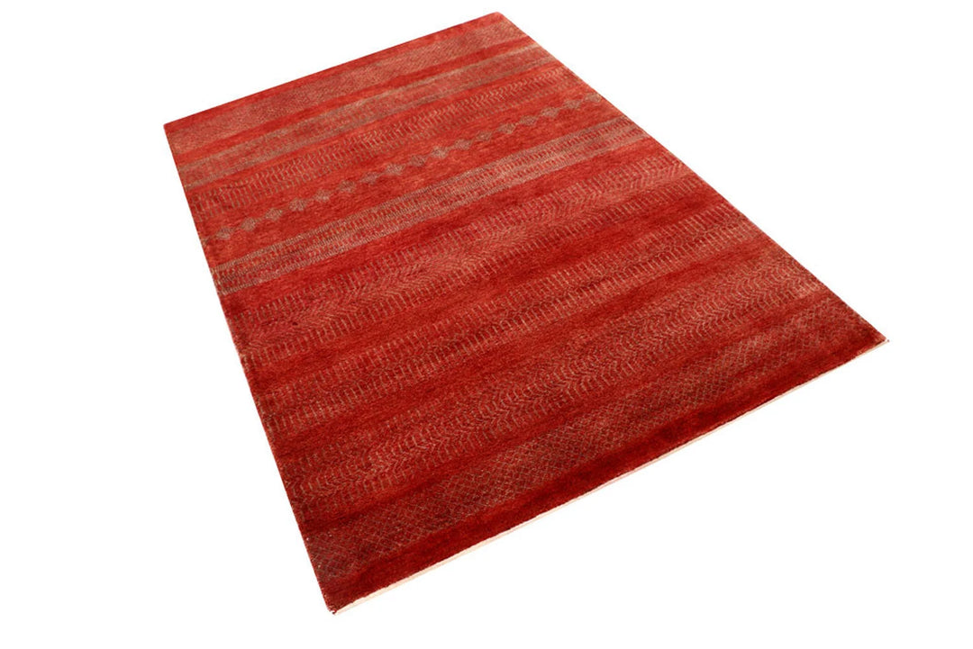 Orange Gabbeh Rug 4' x 6' Hand-Knotted | No. QA38873