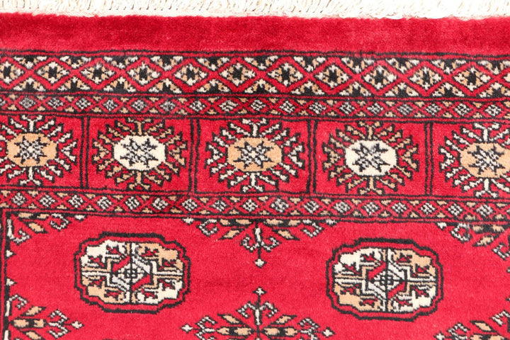 Dark Red Pakistani Bokhara Rug 3' x 5'1" Hand-Knotted | No. QA38978