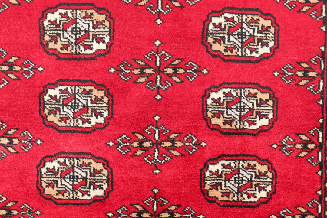 Dark Red Pakistani Bokhara Rug 3' x 5'1" Hand-Knotted | No. QA38978