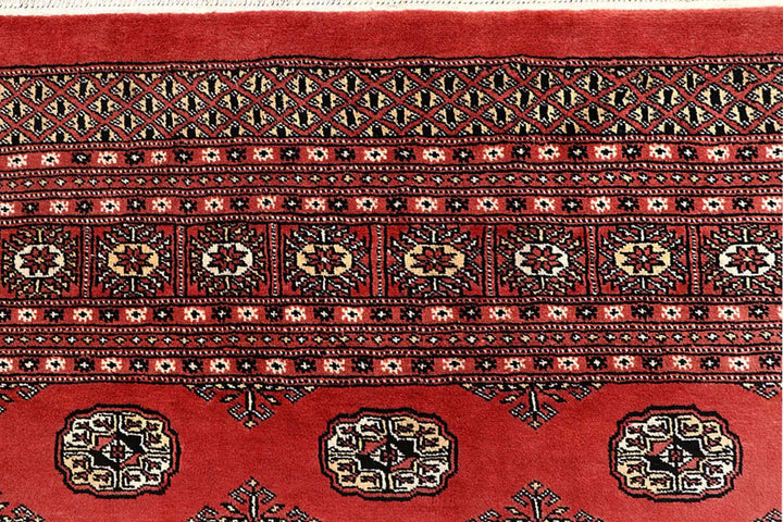 Salmon Pakistani Bokhara Rug 8' x 9'11" Hand-Knotted | No. QA39006