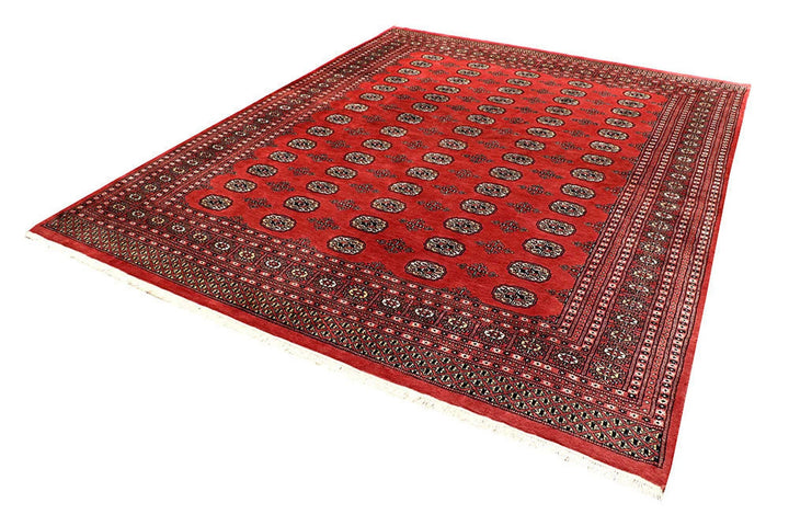Salmon Pakistani Bokhara Rug 8' x 9'11" Hand-Knotted | No. QA39006
