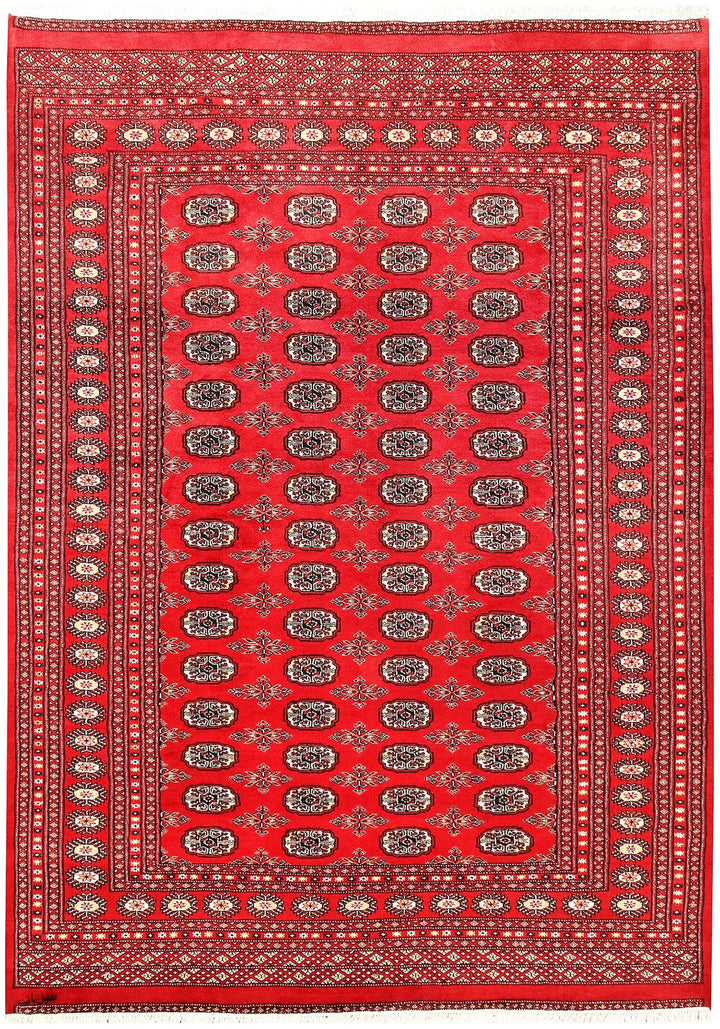Crimson Pakistani Bokhara Rug 6' 5" x 8' 11" Hand-Knotted | No. QA39092