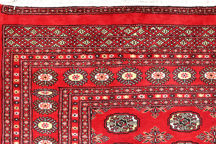 Crimson Pakistani Bokhara Rug 6' 5" x 8' 11" Hand-Knotted | No. QA39092