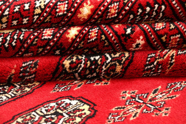 Crimson Pakistani Bokhara Rug 6' 5" x 8' 11" Hand-Knotted | No. QA39092
