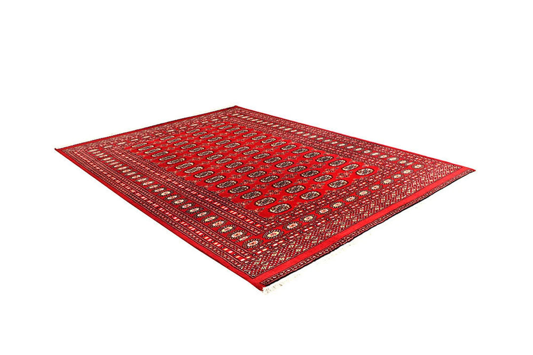 Crimson Pakistani Bokhara Rug 6' 5" x 8' 11" Hand-Knotted | No. QA39092
