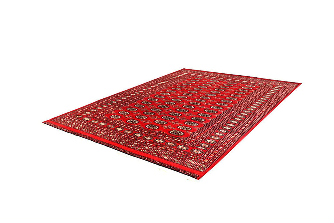 Crimson Pakistani Bokhara Rug 6' 5" x 8' 11" Hand-Knotted | No. QA39092