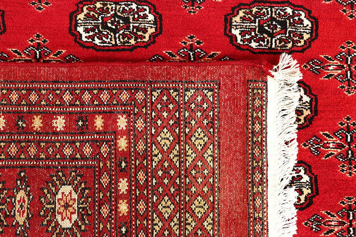 Crimson Pakistani Bokhara Rug 6' 5" x 8' 11" Hand-Knotted | No. QA39092