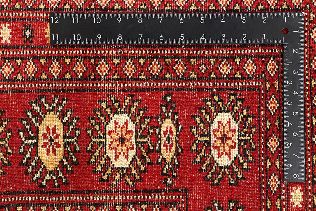 Crimson Pakistani Bokhara Rug 6' 5" x 8' 11" Hand-Knotted | No. QA39092