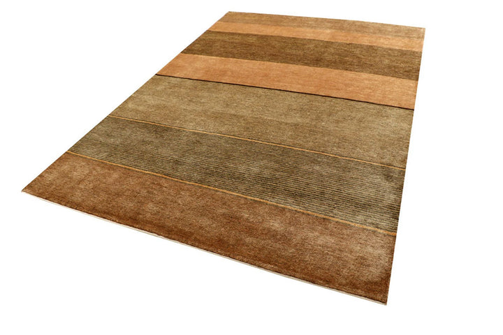Brown Pakistani Gabbeh Rug 6' x 8'3" Hand-Knotted | No. QA39124