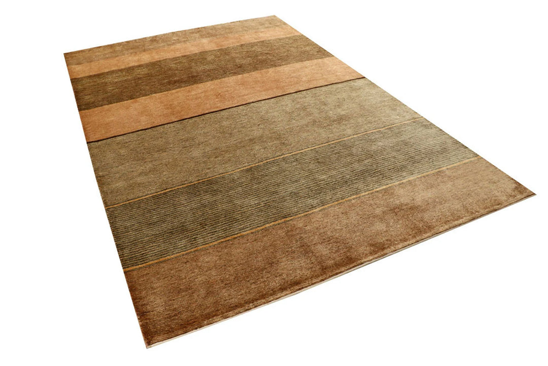Brown Pakistani Gabbeh Rug 6' x 8'3" Hand-Knotted | No. QA39124