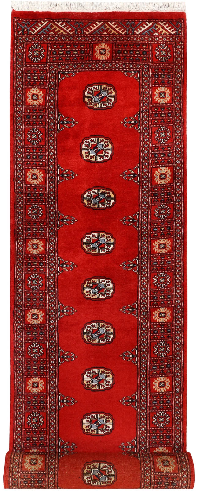 Red Bokhara Rug 2' 7" x 10' 8" Hand-Knotted | No. QA39153