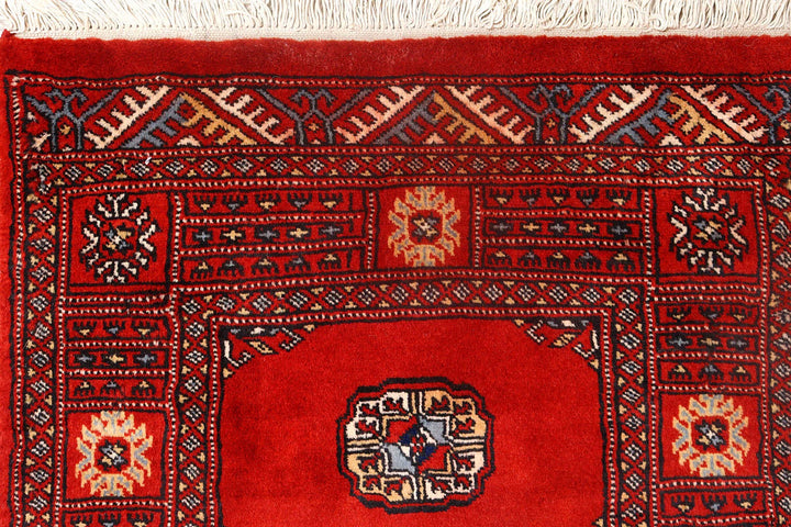 Red Bokhara Rug 2' 7" x 10' 8" Hand-Knotted | No. QA39153