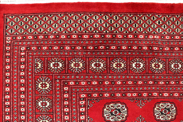 Red Pakistani Bokhara Rug 9' 1" x 11' 10" Hand-Knotted | No. QA39165