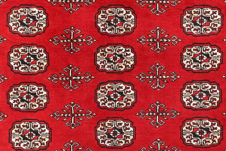 Red Pakistani Bokhara Rug 9' 1" x 11' 10" Hand-Knotted | No. QA39165
