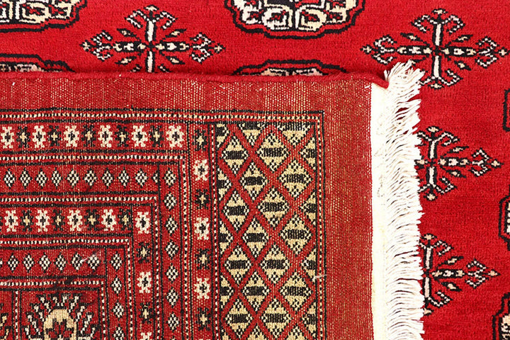 Red Pakistani Bokhara Rug 9' 1" x 11' 10" Hand-Knotted | No. QA39165